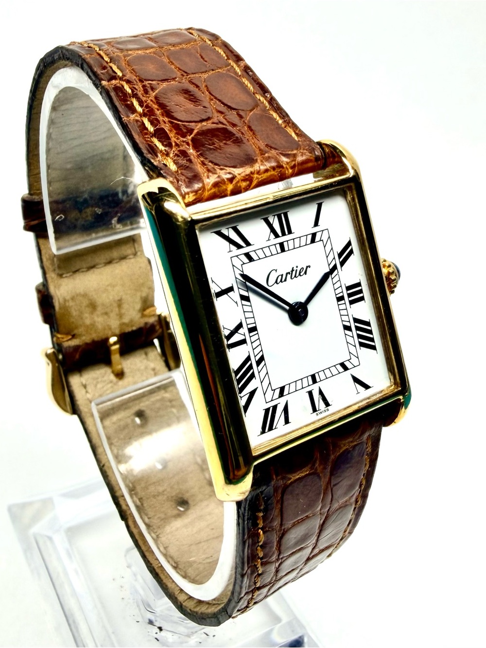 CARTIER TANK Manual Winding 23mm GP Silver Watch White Dial - Picture 4 of 8